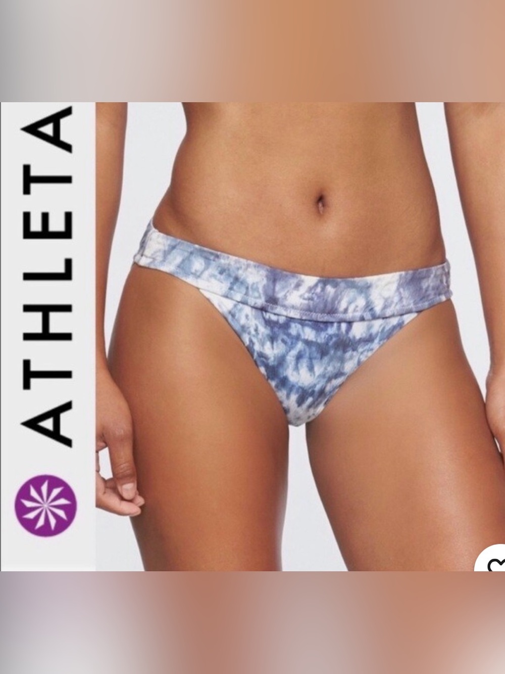 Athleta Womens Tulum Bikini Swim Banded Bottom Tie Dye Blue Swimsuit M
